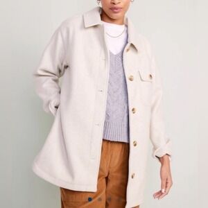 OLD NAVY Women's Wool Shacket Oatmeal Heather shirt‎ jacket oversized Size 3X